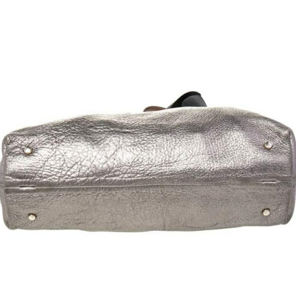 Kate Spade Silver Metallic Bag  Shoulder Bag Chain Ribbon - Picture 2 of 9